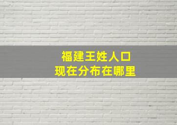 福建王姓人口现在分布在哪里