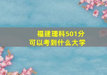 福建理科501分可以考到什么大学