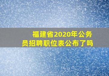 福建省2020年公务员招聘职位表公布了吗