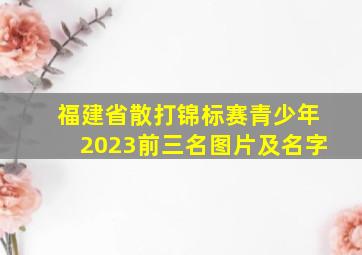 福建省散打锦标赛青少年2023前三名图片及名字