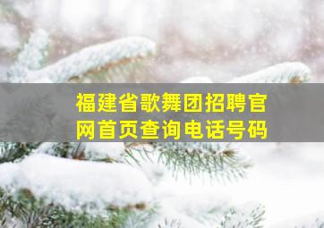 福建省歌舞团招聘官网首页查询电话号码