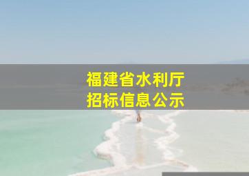 福建省水利厅招标信息公示