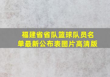 福建省省队篮球队员名单最新公布表图片高清版