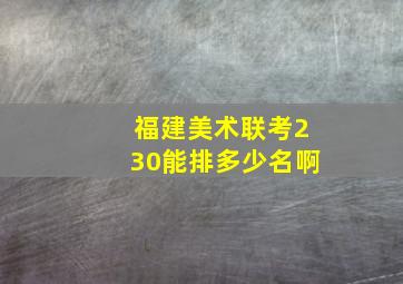 福建美术联考230能排多少名啊