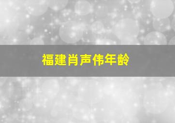 福建肖声伟年龄