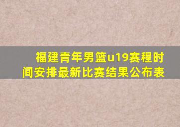 福建青年男篮u19赛程时间安排最新比赛结果公布表