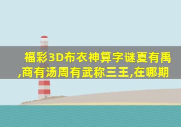 福彩3D布衣神算字谜夏有禹,商有汤周有武称三王,在哪期