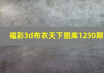 福彩3d布衣天下图库1230期