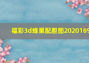 福彩3d蜂巢配胆图2020169