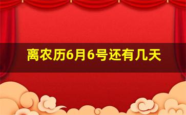 离农历6月6号还有几天