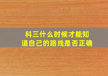 科三什么时候才能知道自己的路线是否正确