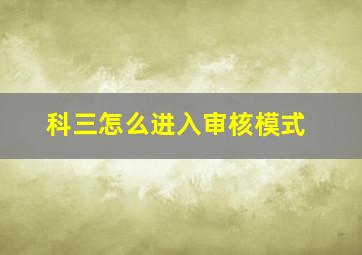 科三怎么进入审核模式