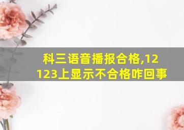 科三语音播报合格,12123上显示不合格咋回事