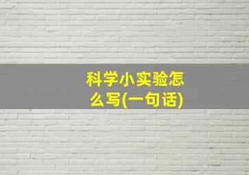 科学小实验怎么写(一句话)