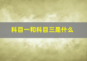 科目一和科目三是什么