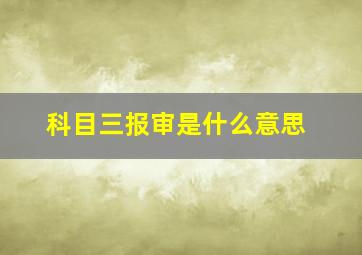 科目三报审是什么意思