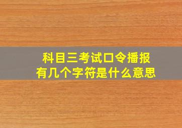 科目三考试口令播报有几个字符是什么意思