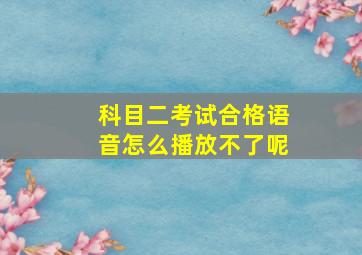 科目二考试合格语音怎么播放不了呢