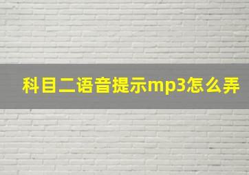 科目二语音提示mp3怎么弄