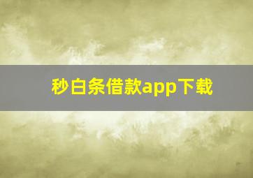 秒白条借款app下载