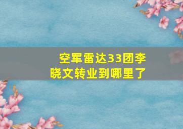 空军雷达33团李晓文转业到哪里了