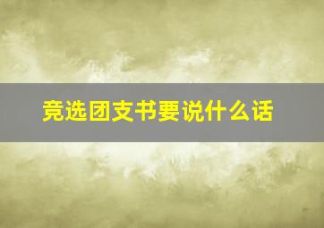 竞选团支书要说什么话