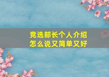 竞选部长个人介绍怎么说又简单又好