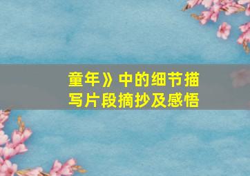 童年》中的细节描写片段摘抄及感悟