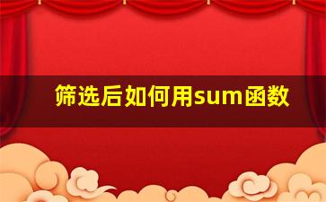 筛选后如何用sum函数