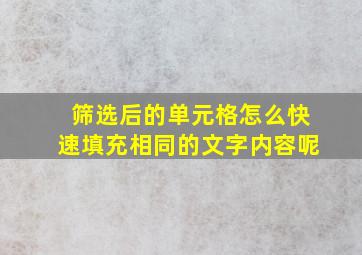 筛选后的单元格怎么快速填充相同的文字内容呢