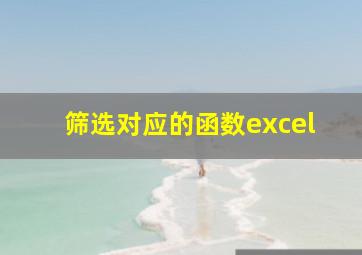 筛选对应的函数excel