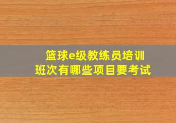 篮球e级教练员培训班次有哪些项目要考试