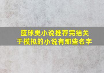 篮球类小说推荐完结关于模拟的小说有那些名字