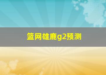 篮网雄鹿g2预测