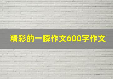 精彩的一瞬作文600字作文