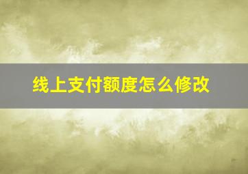 线上支付额度怎么修改