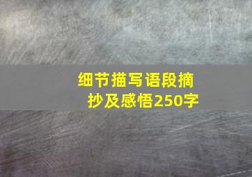 细节描写语段摘抄及感悟250字