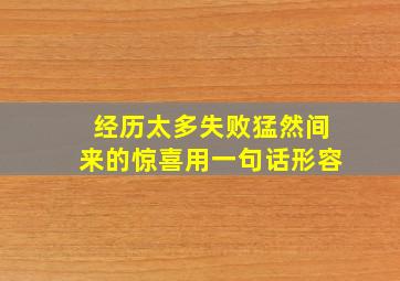 经历太多失败猛然间来的惊喜用一句话形容