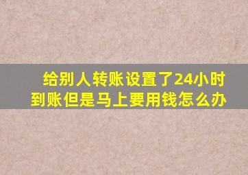 给别人转账设置了24小时到账但是马上要用钱怎么办