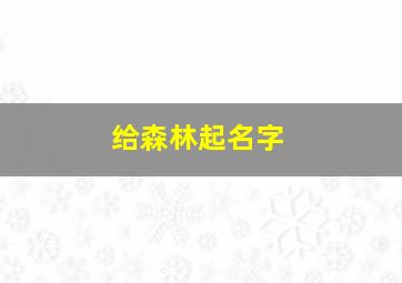 给森林起名字