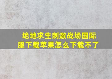 绝地求生刺激战场国际服下载苹果怎么下载不了