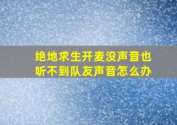 绝地求生开麦没声音也听不到队友声音怎么办