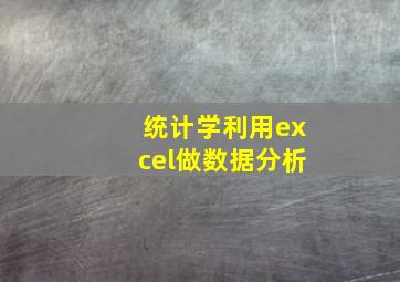 统计学利用excel做数据分析