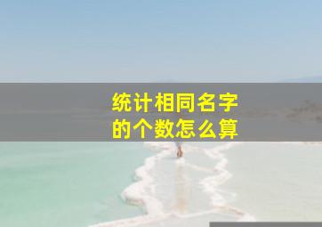 统计相同名字的个数怎么算