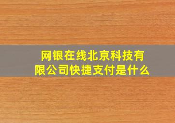 网银在线北京科技有限公司快捷支付是什么