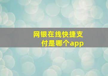 网银在线快捷支付是哪个app