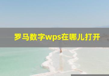 罗马数字wps在哪儿打开