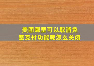 美团哪里可以取消免密支付功能呢怎么关闭