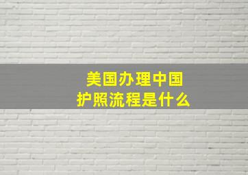 美国办理中国护照流程是什么