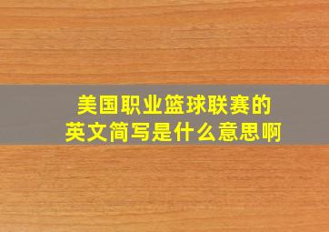 美国职业篮球联赛的英文简写是什么意思啊